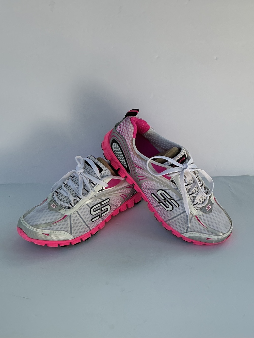Skechers White and Hot Pink Women's Running Shoes